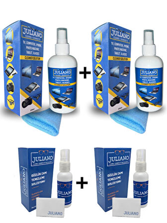 2 Adet 250 ML + 2 Adet 50 ML - TV, Cep Telefonu, Gözlük, Kamera, Led, Laptop,PC Temizlik Seti JULIANO250MLTV2