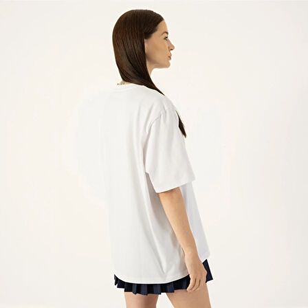 LAMPAGO Unisex Oversize Bisiklet Yaka T-shirt