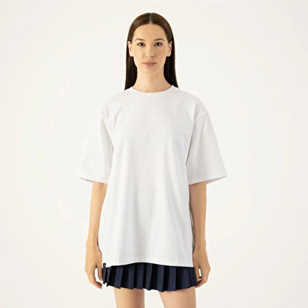 LAMPAGO Unisex Oversize Bisiklet Yaka T-shirt