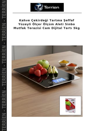 Kahve Çekirdeği Tartma Şeffaf Yüzeyli Ölçer Ölçüm Aleti Sinbo Mutfak Terazisi Cam Dijital Tartı 5kg