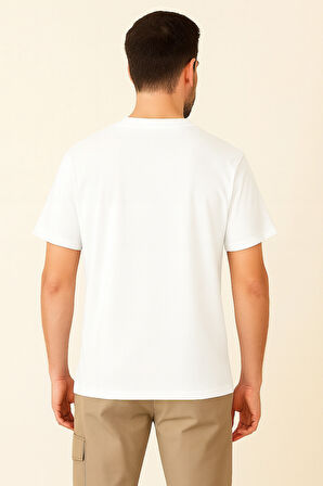 Erkek Avrupa Kalıp Beyaz Basic Tişört - Regular Fit