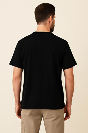 Erkek Regular Fit Basic Siyah Tişört 