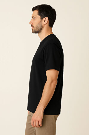 Erkek Regular Fit Basic Siyah Tişört 