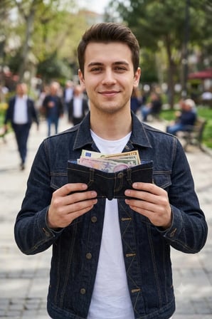 Mini Denim Şort Cüzdan | Gerçek Denim Kumaştan El Yapımı Tasarım Cüzdan | 6 Kartlık ve Nakit Bölmeli Unisex Mini Cüzdan