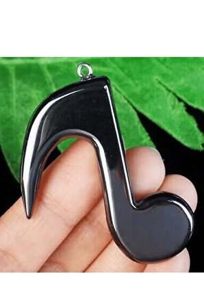 Sertifikalı Müzik - Nota Model Doğal Taş Hematit Taşı Kolye