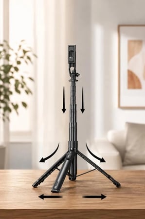 Delux Serisi Başlık Stant Telefon Tripod Mıknatıslı Kumandalı 1.75 Cm TT02 Siyah