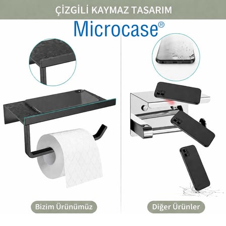 Microcase Duvara Monte Yapışkanlı Tuvalet Kağıdı Askılığı Ve Telefon Tutucu Gri AL5707