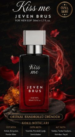 JEVEN BRUS Kiss Me For Men EDP 50 ml Özel Seri Erkek Parfüm | Orijinal Bandrollü | Kalıcı Yoğun Esans | Premium Erkek Parfüm