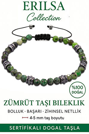 Sertifikalı Fasetli Terahertz – Zümrüt Taşı Bileklik (İnce Model) – Kalp Gücü, Bereket ve Şifa Taşı