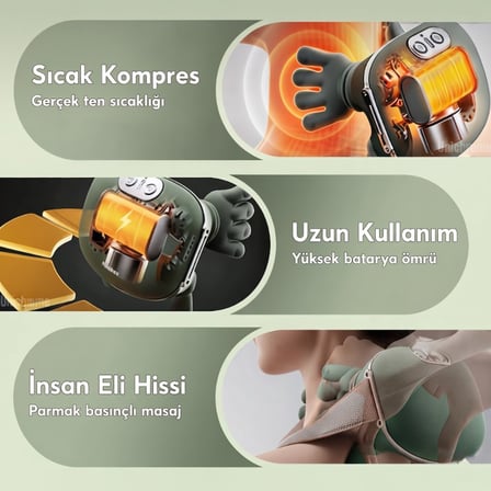 Isıtıcılı Güçlü Masaj Aleti - El Hissiyatı - Şarjlı Dinlenme Aracı Aktivite Sonrası Konforlu Yaşam