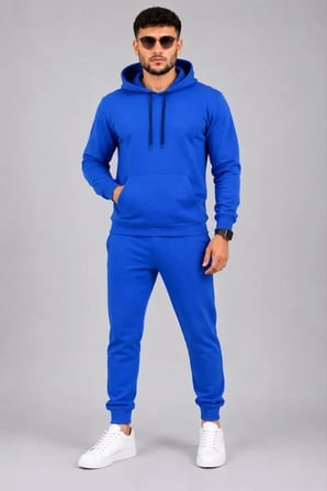Erkek İki İplik Kapüşonlu Kanguru Cepli Sweatshirt Jogger Pantolon Alt Üst Eşofman Takımı