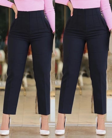 Kadın üste Oturan Paçası Bilek üzerinde Biten Krep Kumaş Kumaş Pantolon 36 (S)  50 (5XL)