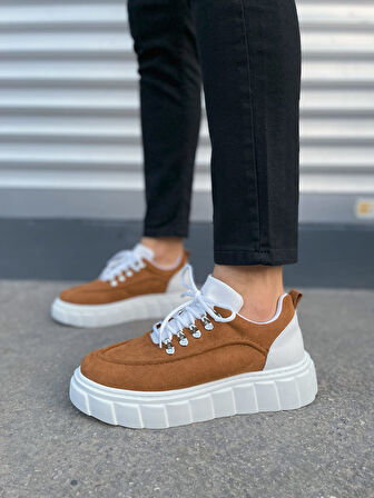 JY010 Premium Cloud Kalın Taban Erkek Sneaker - Taba Süet