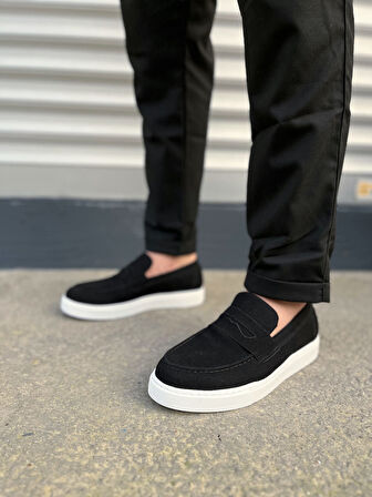 JY180 Estilo X Bağcıksız Süet Erkek Günlük Spor Klasik Ayakkabı SBT - Siyah