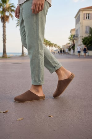 JY0556 Ravn Bağcıksız Hakiki Süet Deri Erkek Günlük Mantar Taban Loafer Klasik Ayakkabı HDMT - Kahve