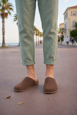 JY0556 Ravn Bağcıksız Hakiki Süet Deri Erkek Günlük Mantar Taban Loafer Klasik Ayakkabı HDMT - Kahve