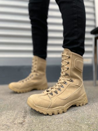 JY999 Strike Bağcıklı Ortopedik Taban Günlük Süet Erkek Askeri Postal Bot SKT Kum