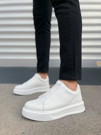 JY007 Alba Bağcıksız Cilt Erkek Günlük Sneaker Ayakkabı CBT Beyaz
