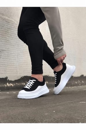 JY507 Alone Bağcıklı Süet Cilt Erkek Günlük Sneaker Ayakkabı SCBT Siyah/Beyaz