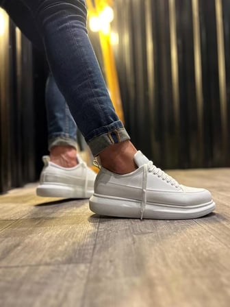 JY914 Drake Bağcıklı Cilt Erkek Günlük Sneaker Ayakkabı CBT Beyaz