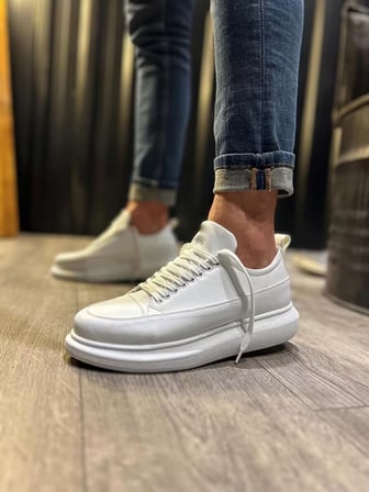 JY914 Drake Bağcıklı Cilt Erkek Günlük Sneaker Ayakkabı CBT Beyaz