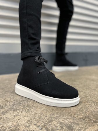 JY207 Oslo Bağcıklı Ortopedik Taban Süet Erkek Spor Bot SBT - Siyah