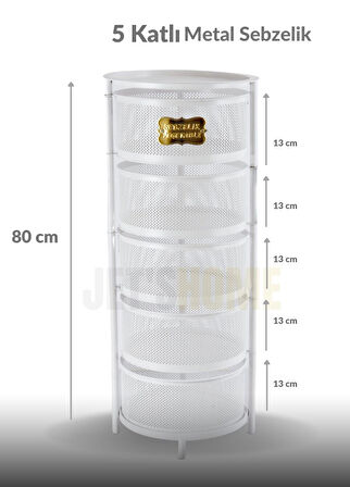 5 Katlı Sebzelik Açılır Metal Patates Soğan Sepeti Paslanmaz Meyvelik Organizer Sepet Krem