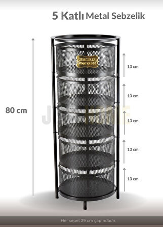 5 Katlı Sebzelik Açılır Metal Patates Soğan Sepeti Paslanmaz Meyvelik Organizer Sepet Siyah