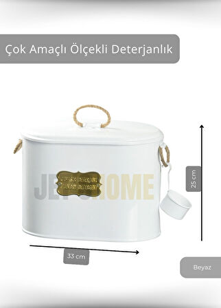Çamaşır Kovası Metal Bulaşık Kutusu Çok Amaçlı Ölçekli Deterjan Kabı Paslanmaz Beyaz