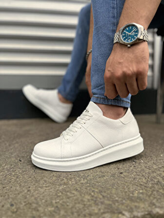 JY151 Boost Bağcıklı Cilt Erkek Günlük Sneaker Ayakkabı CBT - Beyaz