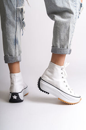ROMA Bağcıklı Ortopedik Taban Kadın Sneaker Spor Ayakkabı TBT - Beyaz