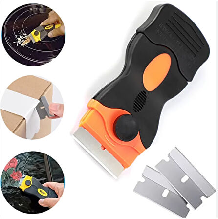 Çok Amaçlı Ve Fonksiyonlu Jilet kazıyıcı araba pencere temizleyici seramik cam oca Metal Plastik Yedekli Çift Taraflı Bıçak set02