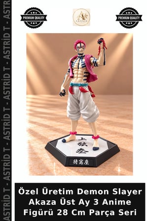 Özel Üretim Demon Slayer Akaza Üst Ay 3 Anime Figürü 28 Cm Parça Seri