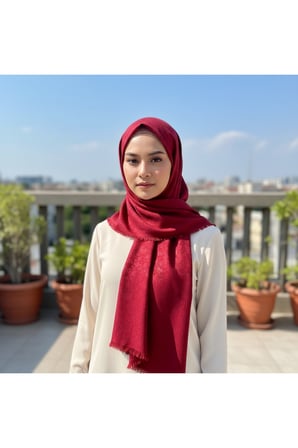 Jakarlı Çiçek Desenli Eşarp – Hafif, Kaymaz, Modern Tesettür Eşarp 100 x 100 cm