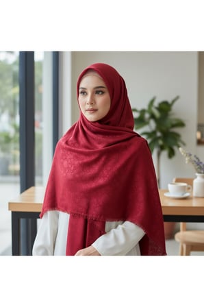 Jakarlı Çiçek Desenli Eşarp – Hafif, Kaymaz, Modern Tesettür Eşarp 100 x 100 cm