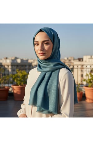 jakarlı çiçek desenli eşarp – hafif, kaymaz, modern tesettür eşarp 100 x 100 cm