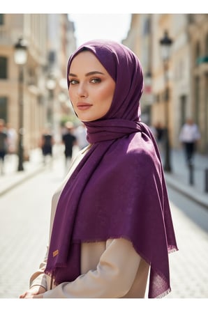 Jakarlı Çiçek Desenli Eşarp – Hafif, Kaymaz, Modern Tesettür Eşarp 100 x 100 cm