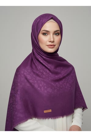 Jakarlı Çiçek Desenli Eşarp – Hafif, Kaymaz, Modern Tesettür Eşarp 100 x 100 cm