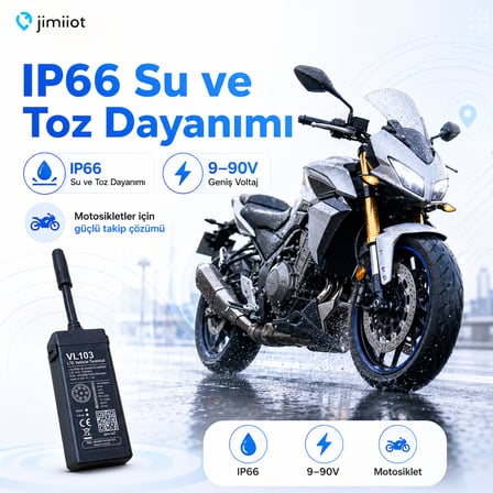 Jimi IoT VL103M 4G GPS Araç Takip Cihazı – Motosiklet Takip, IP66, 9-90V