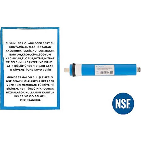Aura Cebillion Compact Uyumlu 5'li Filtre Seti (Vontron Membran+Post Carbon)