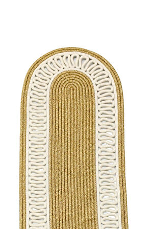 Jutty Hasır Görünümlü Jüt Dokuma Natural Krem Örgü Oval Dekoratif Masa Runnerı 35x135cm Mutfak Salon