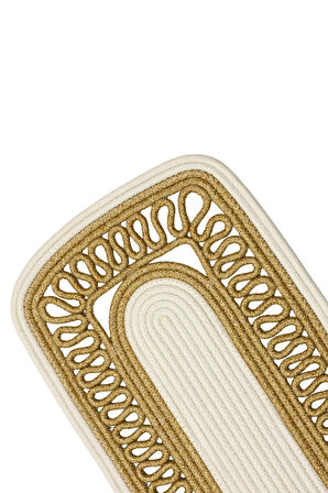 Jutty Hasır Görünümlü Jüt Dokuma Krem Natural Köşeli Dekoratif Runner 25x90 Mutfak Salon Masa Örtüsü