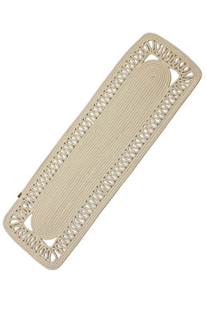 Jutty Hasır Görünümlü Jüt Dokuma Köşeli Krem Örgü Dekoratif Runner 30x110 Mutfak Salon Masa Örtüsü