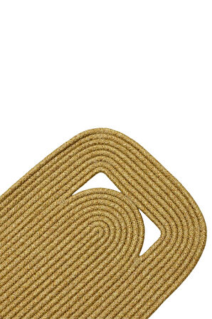 Jutty Hasır Görünümlü Jüt Dokuma Köşeli Natural Dekoratif Runner 30x110 Mutfak Salon Masa Örtüsü