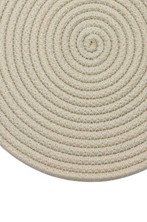 Jutty Hasır Görünümlü Jüt Dokuma Yuvarlak Krem Düz Dekoratif Amerikan Servis 32x32 cm Supla