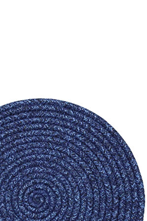 Jutty Hasır Görünümlü Jüt Dokuma Yuvarlak Lacivert Düz Dekoratif Amerikan Servis 32x32 cm Supla