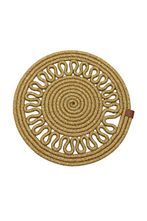 Jutty Hasır Görünümlü Jüt Dokuma Yuvarlak Natural Örgü Dekoratif Amerikan Servis 32x32 cm Supla