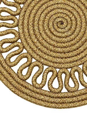 Jutty Hasır Görünümlü Jüt Dokuma Yuvarlak Natural Örgü Dekoratif Amerikan Servis 32x32 cm Supla