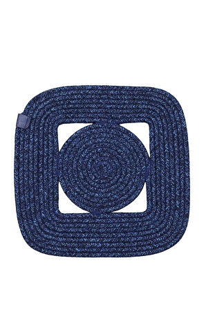 Jutty Hasır Görünümlü Jüt Dokuma Kare Lacivert Dekoratif Amerikan Servis 32x32 cm Supla