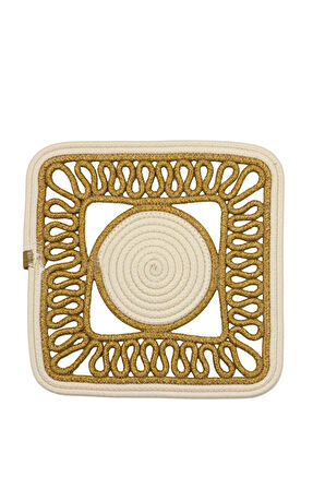 Jutty Hasır Görünümlü Jüt Dokuma Kare Natural Krem Örgü Dekoratif Amerikan Servis 32x32 cm Supla